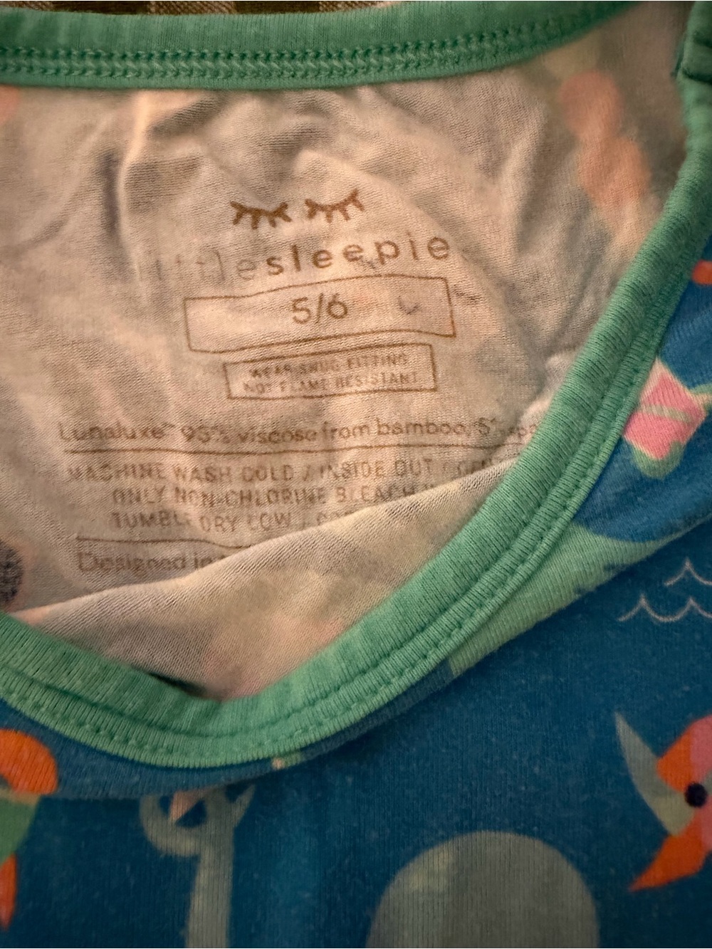 Little Sleepies Kids Blue Octopus Print One-Piece Pajama Set 5/6 - Picture 2 of 2